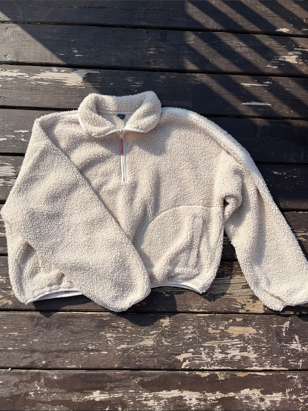 Old Navy cream colour Sherpa quarter zip sweater